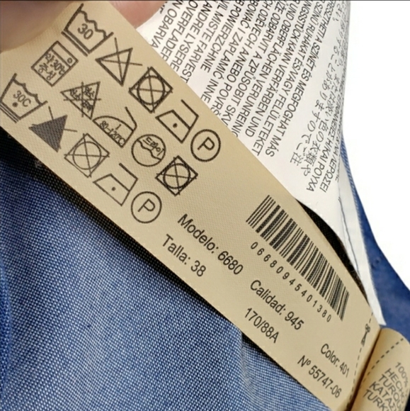 Massimo Dutti Shirt Dress 3/4 Sleeves Mockneck Minimalist Lyocell Chambray Midi - Picture 10 of 16